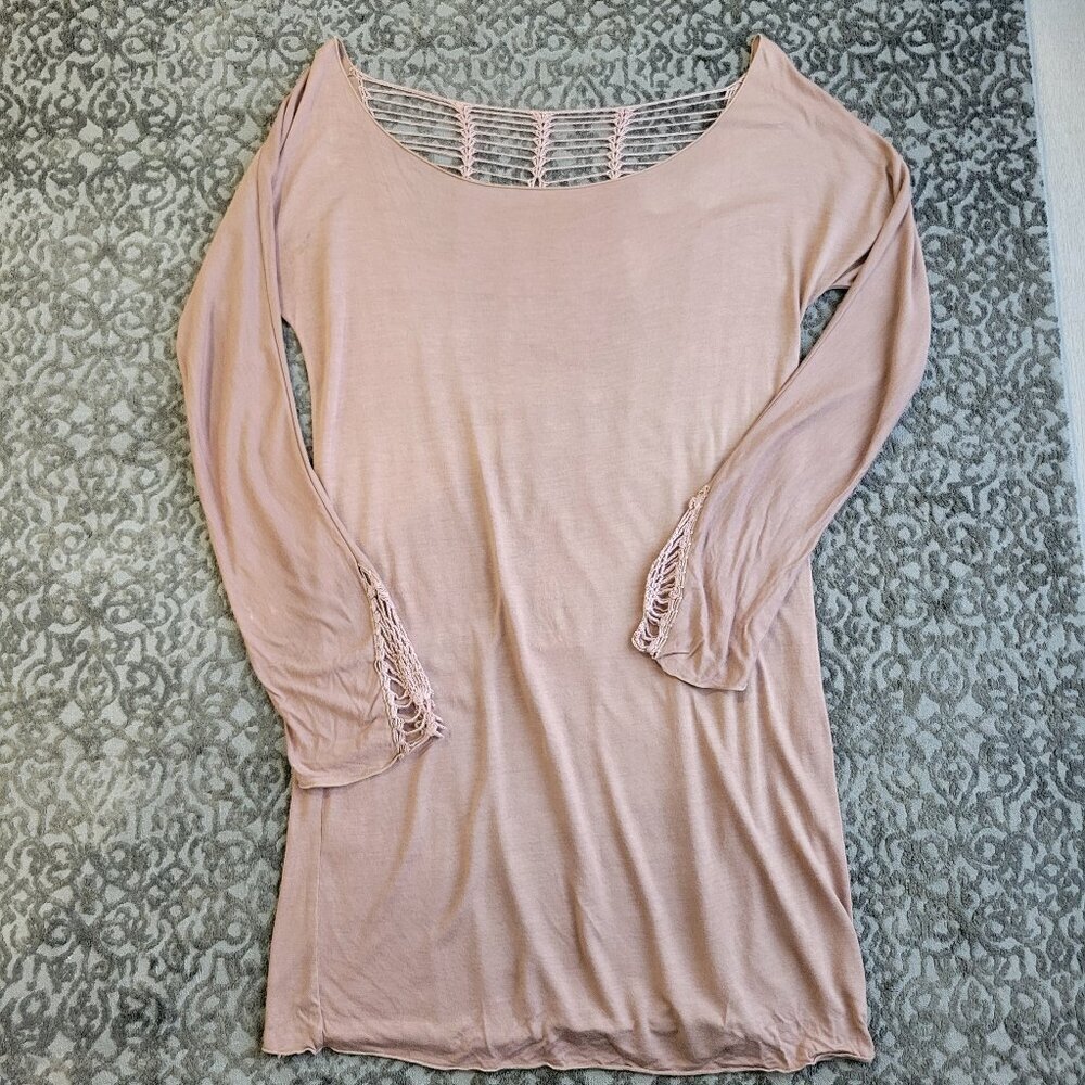 INDAH Stardust Long Sleeve Tunic Crochet Back Size L - Picture 6 of 12